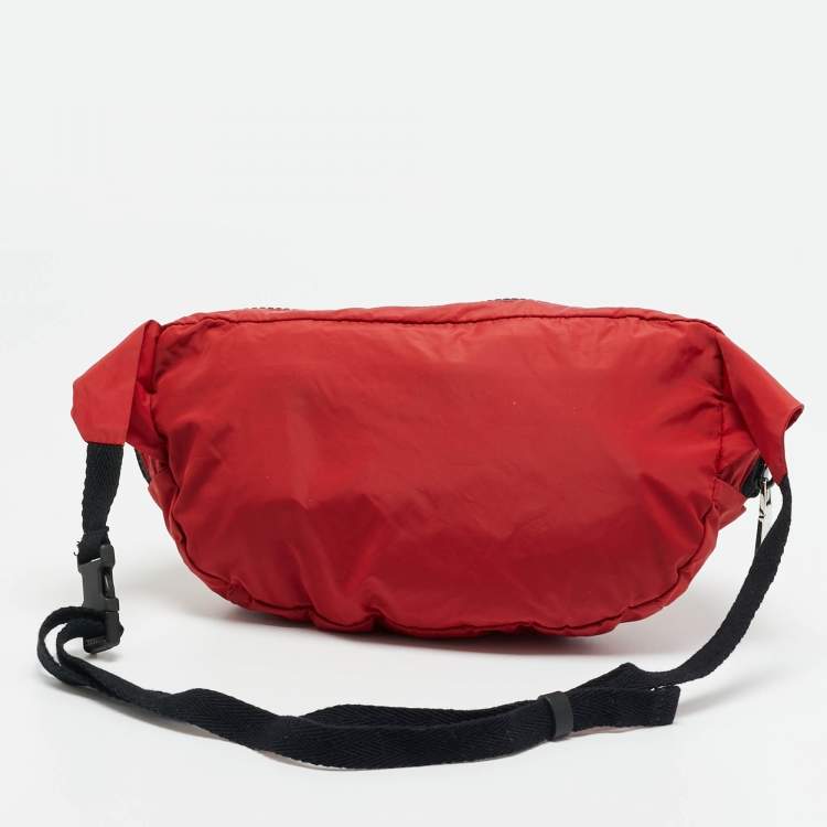 Pre Owned Valentino Red Nylon Belt Bag