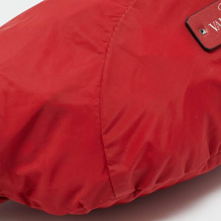 Pre Owned Valentino Red Nylon Belt Bag