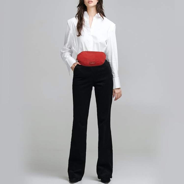 Pre Owned Valentino Red Nylon Belt Bag