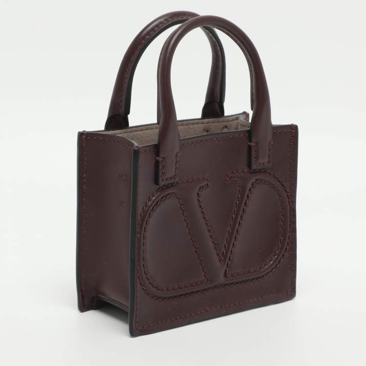 مملوكة مسبقًا Valentino VLogo Mini Burgundy Leather Tote