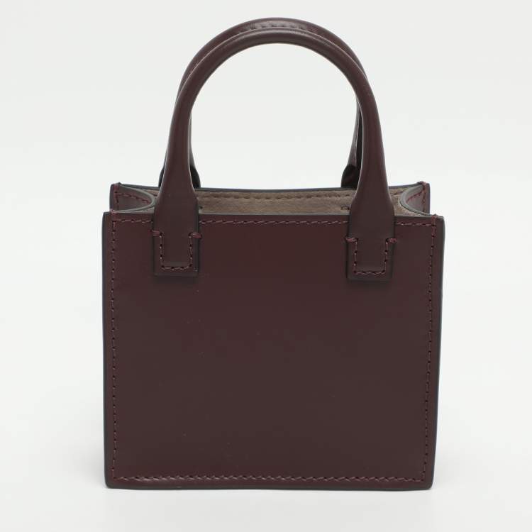 مملوكة مسبقًا Valentino VLogo Mini Burgundy Leather Tote