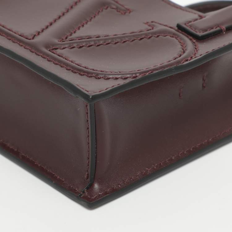 مملوكة مسبقًا Valentino VLogo Mini Burgundy Leather Tote