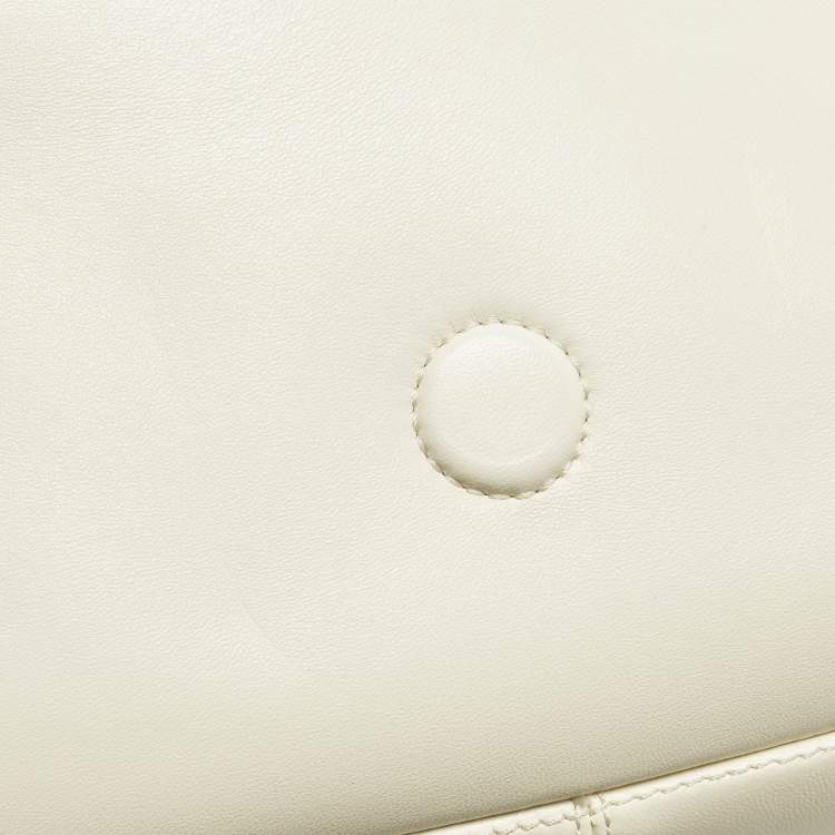 Pre Owned Valentino Stud Sign Ivory Leather Flap Shoulder Bag