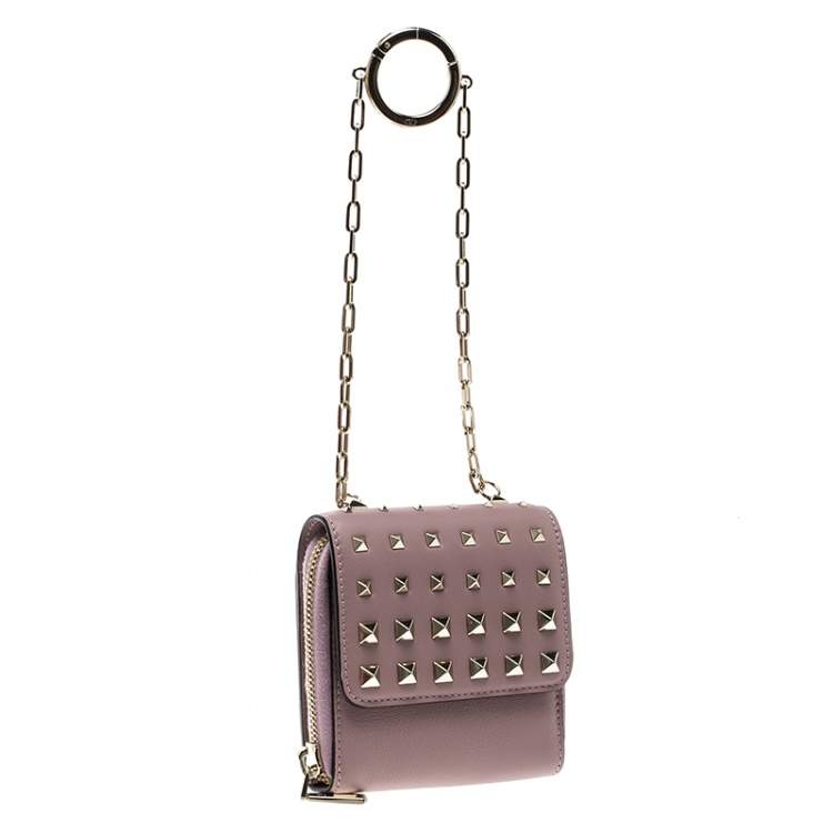 Pre Owned Valentino Beige Leather Rockstud Degrade Coin Purse