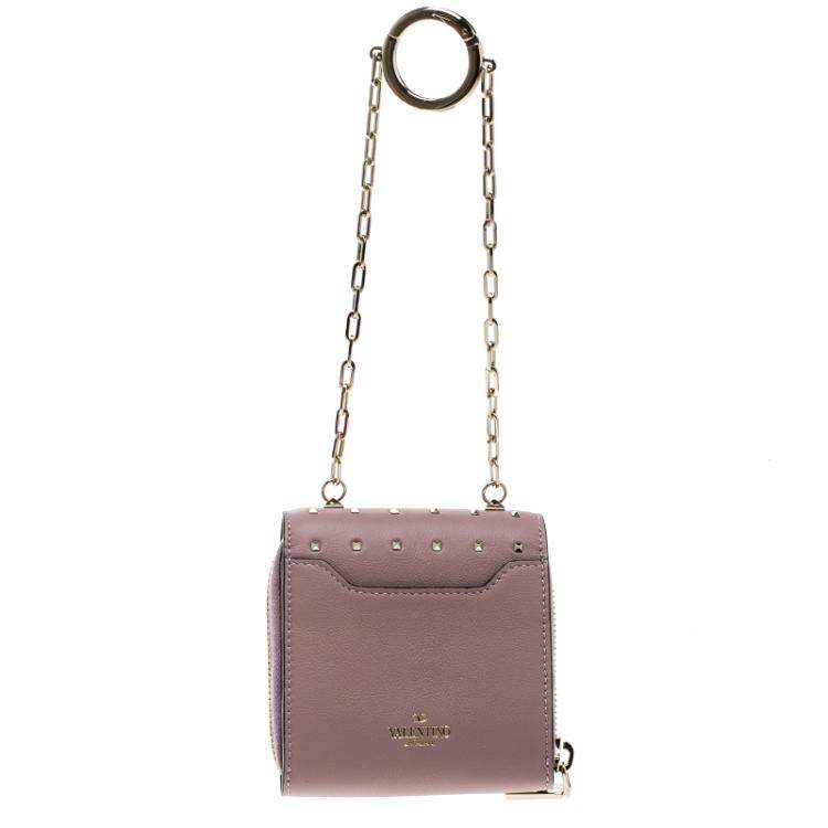 Pre Owned Valentino Beige Leather Rockstud Degrade Coin Purse