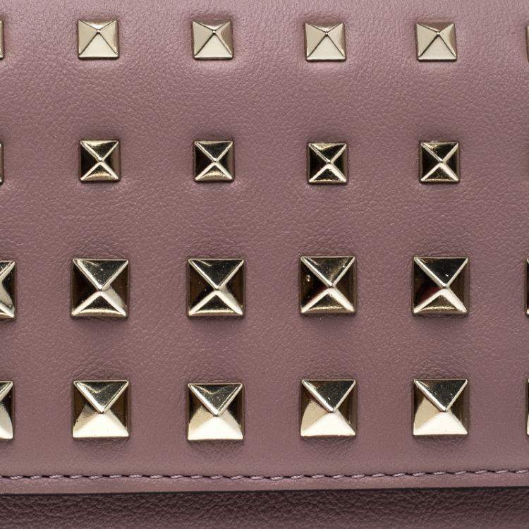 Pre Owned Valentino Beige Leather Rockstud Degrade Coin Purse