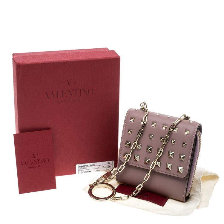 Pre Owned Valentino Beige Leather Rockstud Degrade Coin Purse