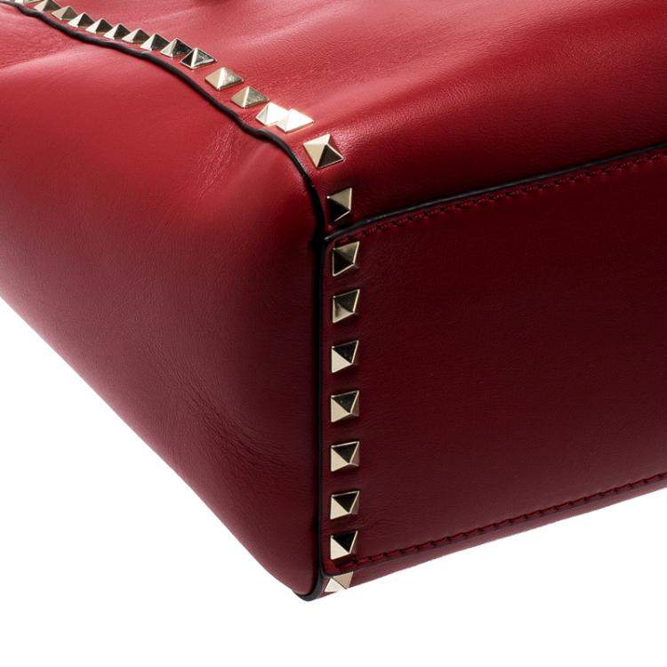 Pre Owned Valentino Rosso V. Leather Rockstud Tote