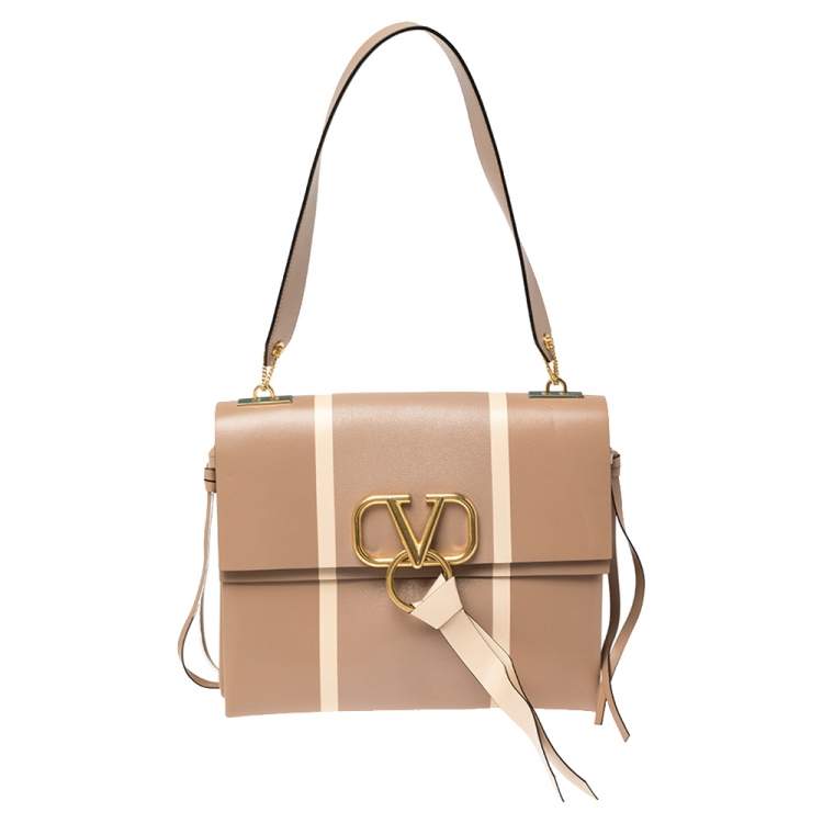 Valentino Rose Cannelle Leather V-Ring Shoulder Bag