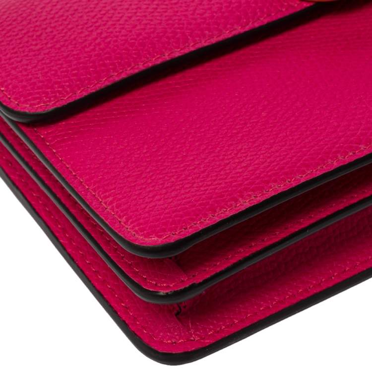 Pre Owned Valentino Magenta Leather Vsling Wallet on Chain