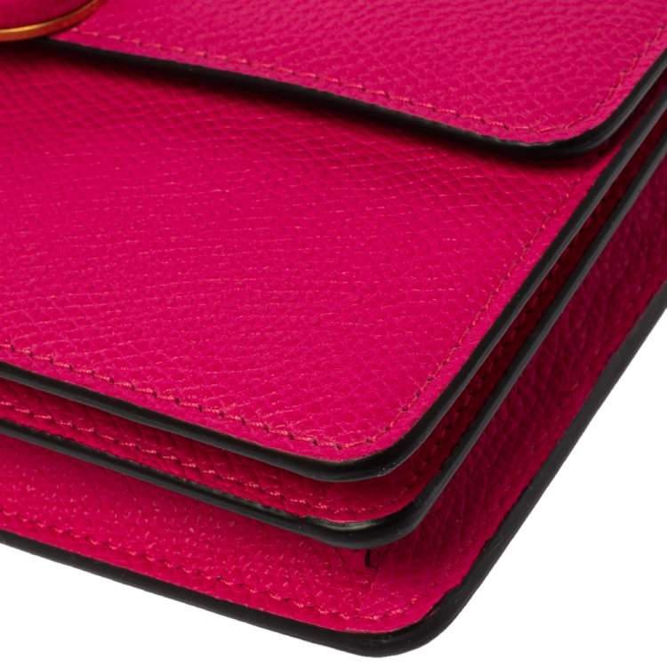 Pre Owned Valentino Magenta Leather Vsling Wallet on Chain
