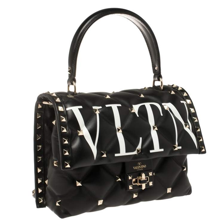 مملوكة مسبقًا Valentino Black Quilted Leather Medium VLTN Candystud Top Handle Bag