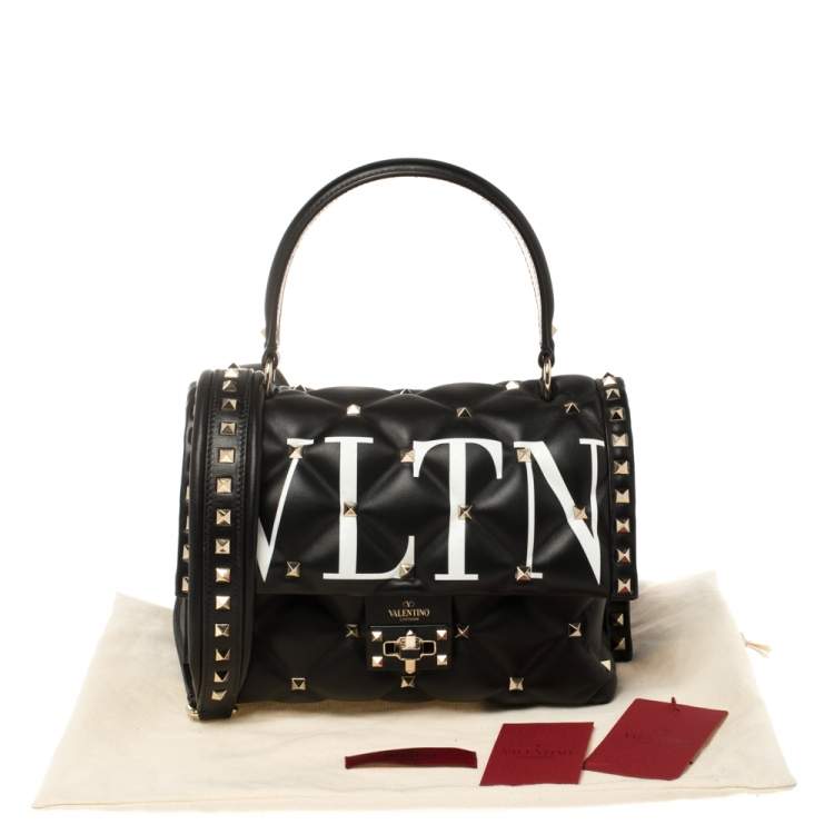 مملوكة مسبقًا Valentino Black Quilted Leather Medium VLTN Candystud Top Handle Bag