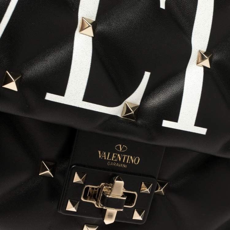 مملوكة مسبقًا Valentino Black Quilted Leather Medium VLTN Candystud Top Handle Bag