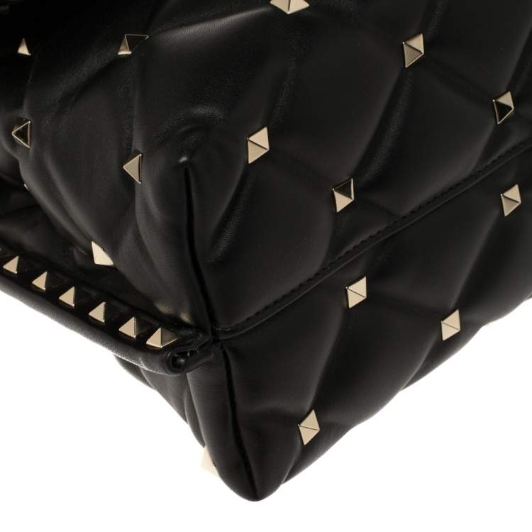 مملوكة مسبقًا Valentino Black Quilted Leather Medium VLTN Candystud Top Handle Bag