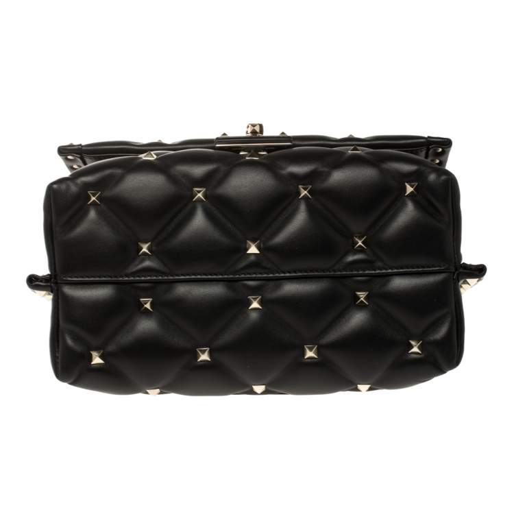 مملوكة مسبقًا Valentino Black Quilted Leather Medium VLTN Candystud Top Handle Bag