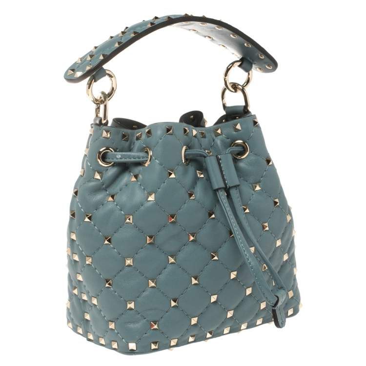 Pre Owned Valentino Amadeus Quilted Leather Small Rockstud Spike Bucket Bag