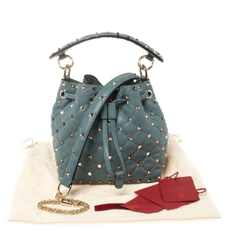 Pre Owned Valentino Amadeus Quilted Leather Small Rockstud Spike Bucket Bag
