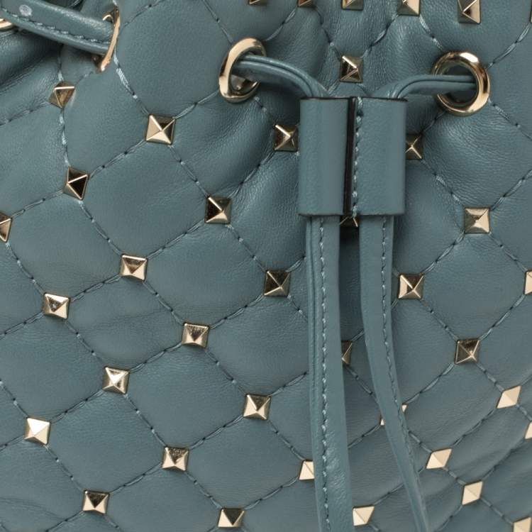 Pre Owned Valentino Amadeus Quilted Leather Small Rockstud Spike Bucket Bag