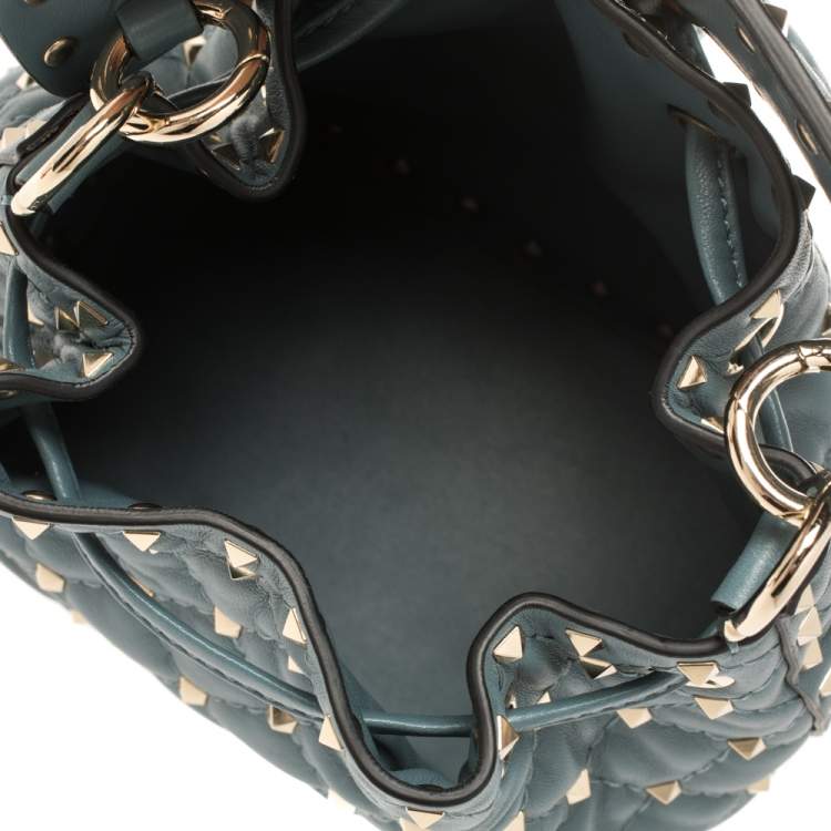 Pre Owned Valentino Amadeus Quilted Leather Small Rockstud Spike Bucket Bag