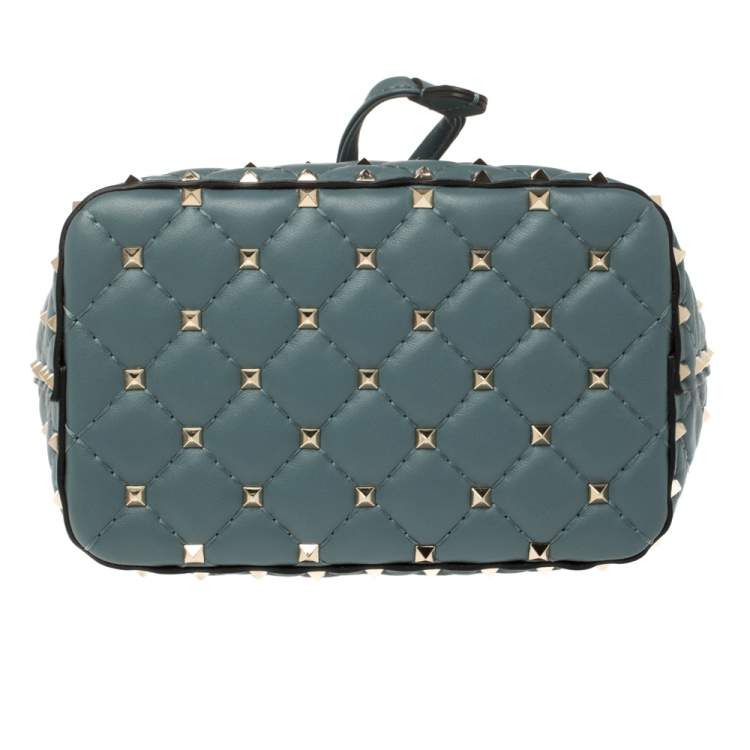 Pre Owned Valentino Amadeus Quilted Leather Small Rockstud Spike Bucket Bag