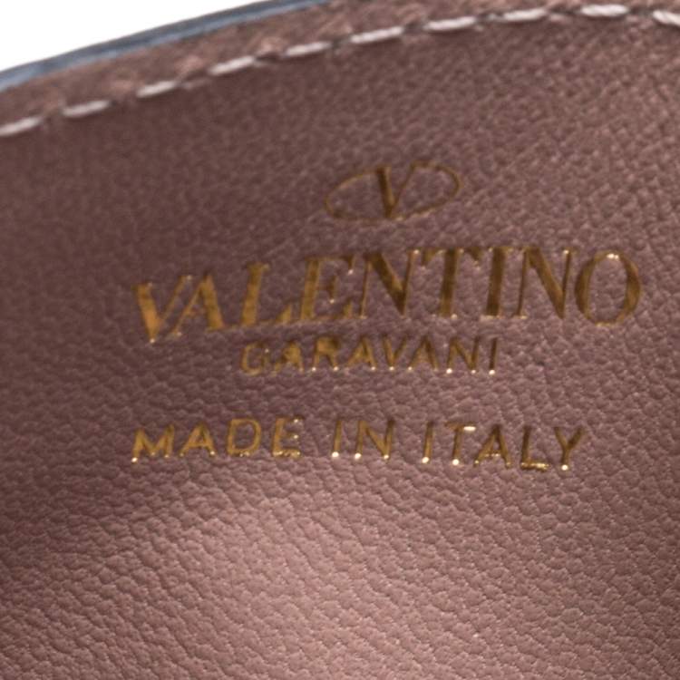 Pre Owned Valentino Gold Leather Rockstud Card Holder