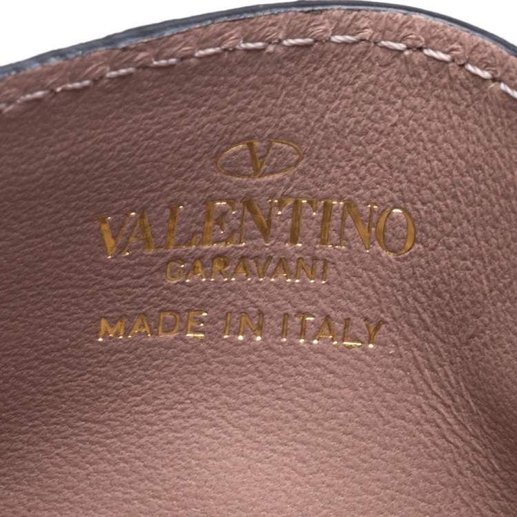 Pre Owned Valentino Gold Leather Rockstud Card Holder