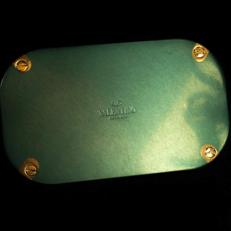 Pre Owned Valentino Green Leather Medium VLOGO Bucket Bag