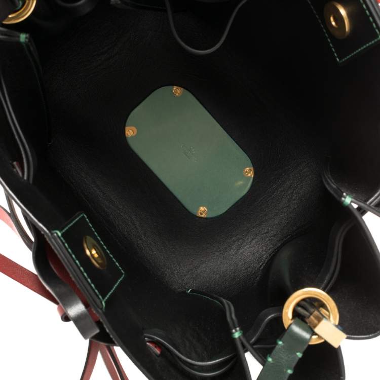 Pre Owned Valentino Green Leather Medium VLOGO Bucket Bag