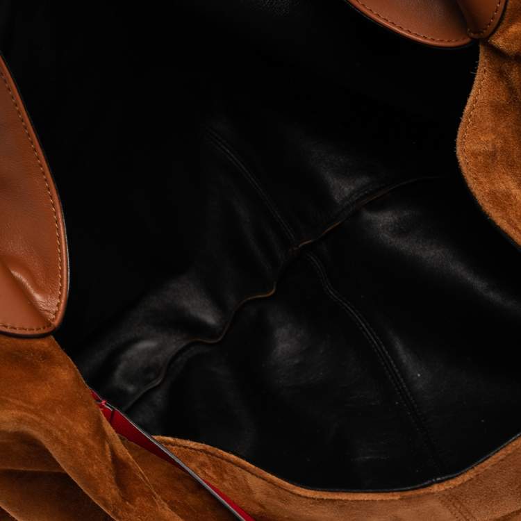 Pre Owned Valentino Brown Leather and Suede Rockstud Hobo