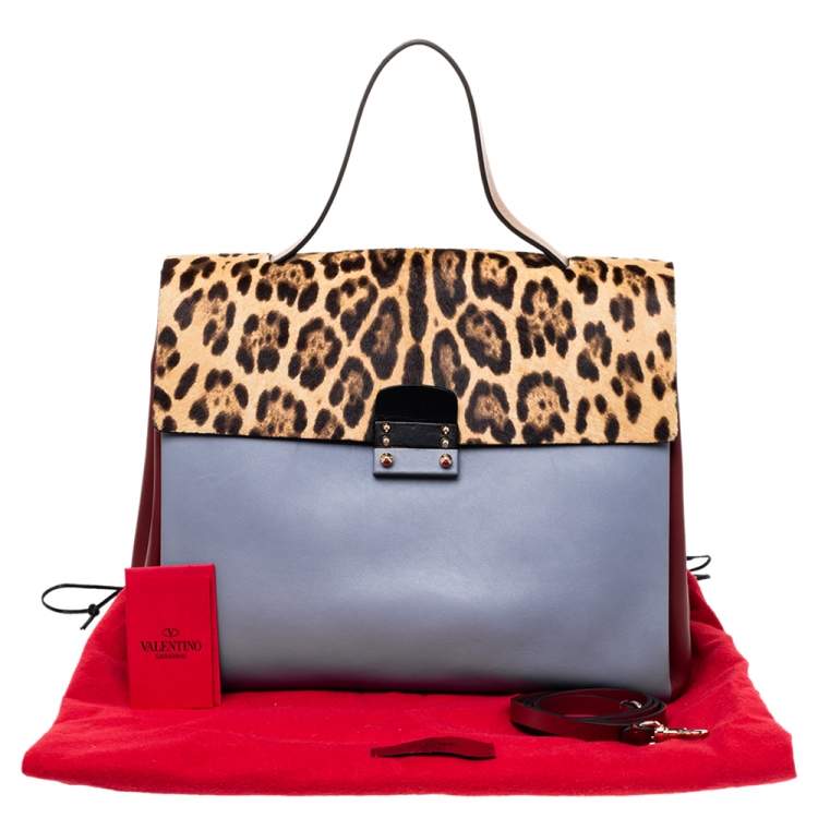 مملوكة مسبقًا Valentino Multicolor Leather And Calf Hair Glam Lock Top Handle Bag
