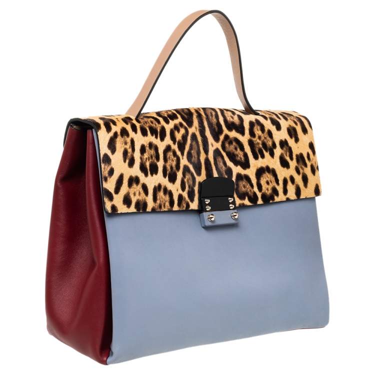 مملوكة مسبقًا Valentino Multicolor Leather And Calf Hair Glam Lock Top Handle Bag