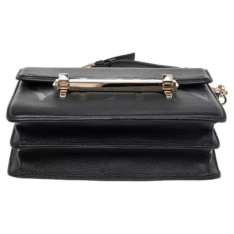 Pre Owned Valentino Black Leather Uptown Shoulder Bag