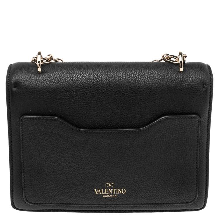 Pre Owned Valentino Black Leather Uptown Shoulder Bag