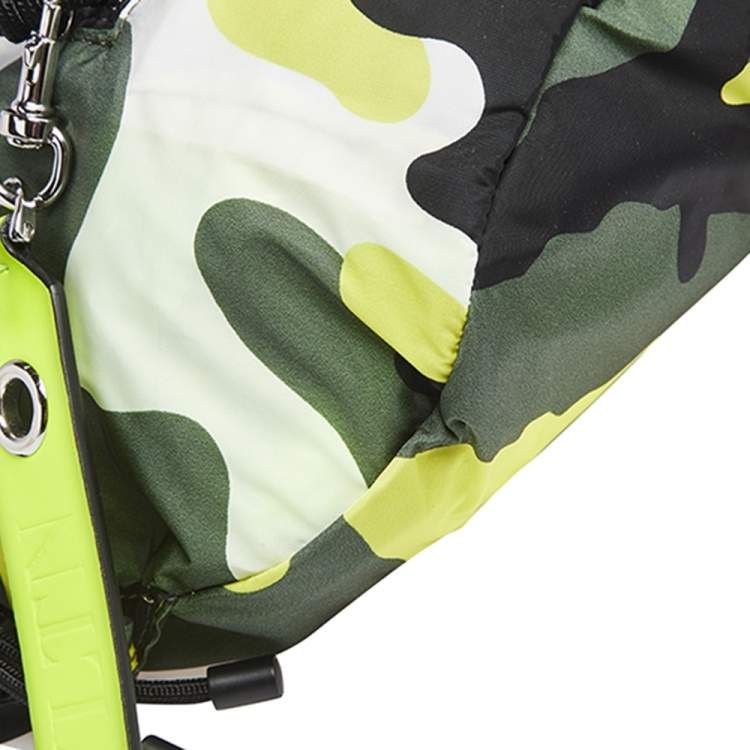 Pre Owned Valentino Green/Yellow Camouflage Printed Nylon Belt Bag