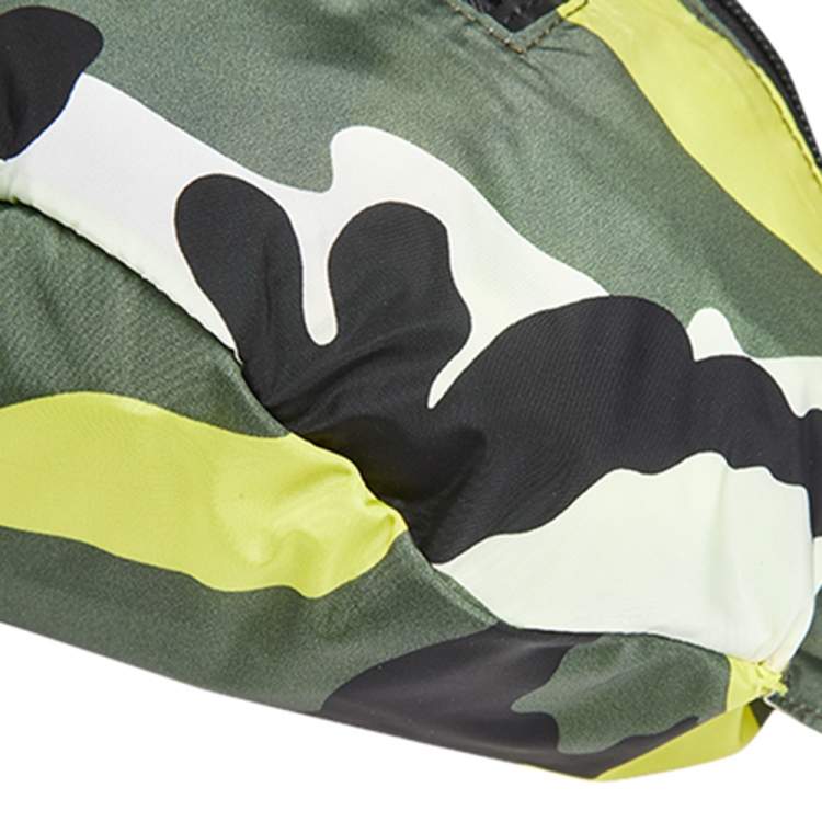 Pre Owned Valentino Green/Yellow Camouflage Printed Nylon Belt Bag