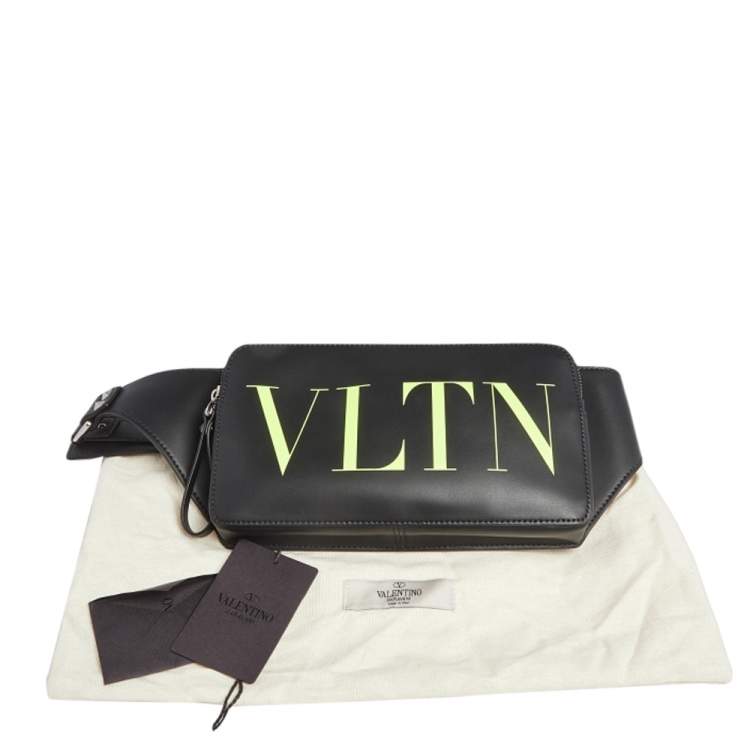 Pre Owned Valentino Black Leather VLTN  Belt Bag
