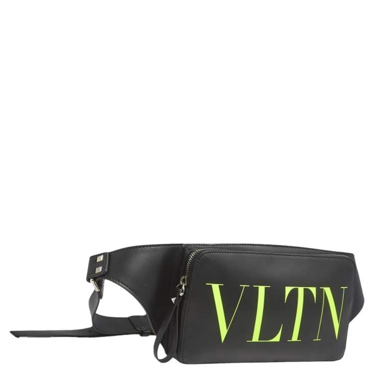 Pre Owned Valentino Black Leather VLTN  Belt Bag