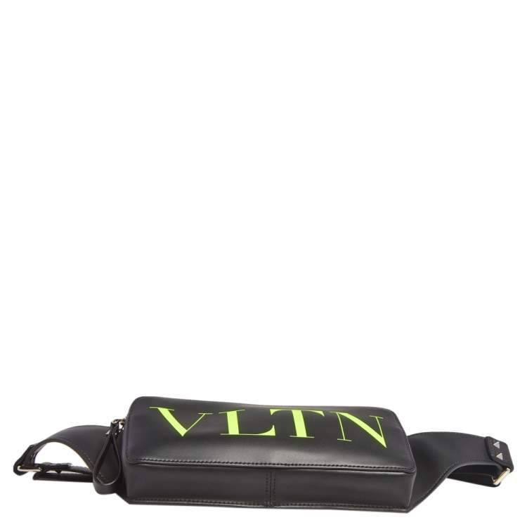 Pre Owned Valentino Black Leather VLTN  Belt Bag