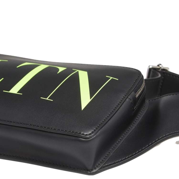 Pre Owned Valentino Black Leather VLTN  Belt Bag