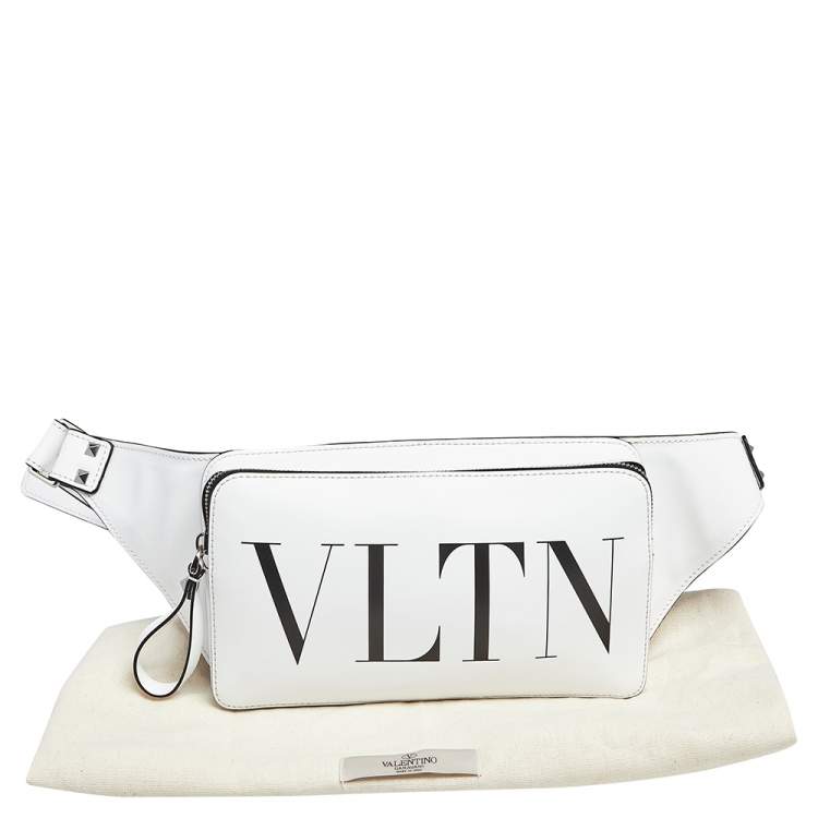 Pre Owned Valentino White Leather VLTN Belt Bag