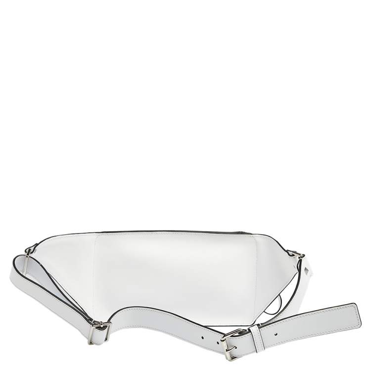 Pre Owned Valentino White Leather VLTN Belt Bag