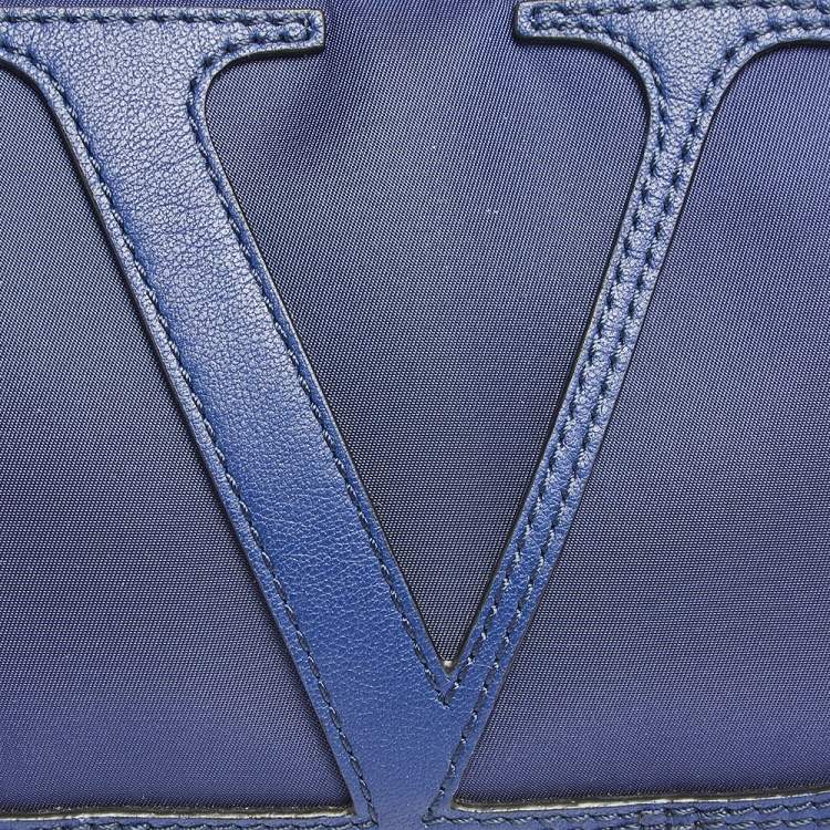 Pre Owned Valentino Blue Nylon and Leather VLogo Belt Bag