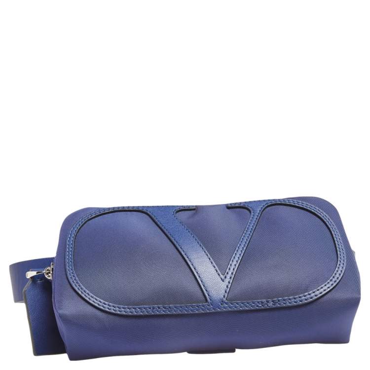 Pre Owned Valentino Blue Nylon and Leather VLogo Belt Bag