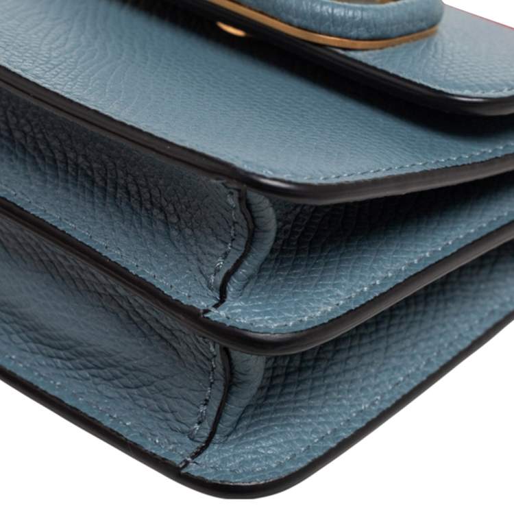 Pre Owned Valentino Blue Leather VLogo Wallet on Chain