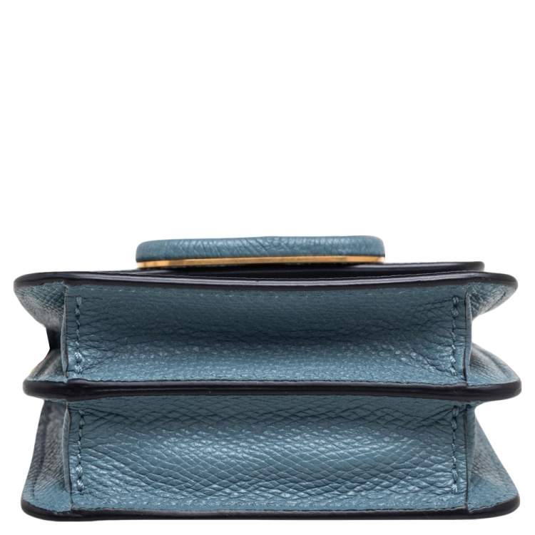 Pre Owned Valentino Blue Leather VLogo Wallet on Chain