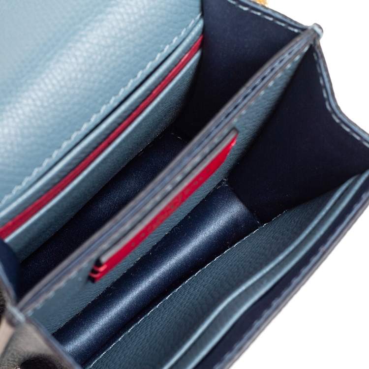 Pre Owned Valentino Blue Leather VLogo Wallet on Chain