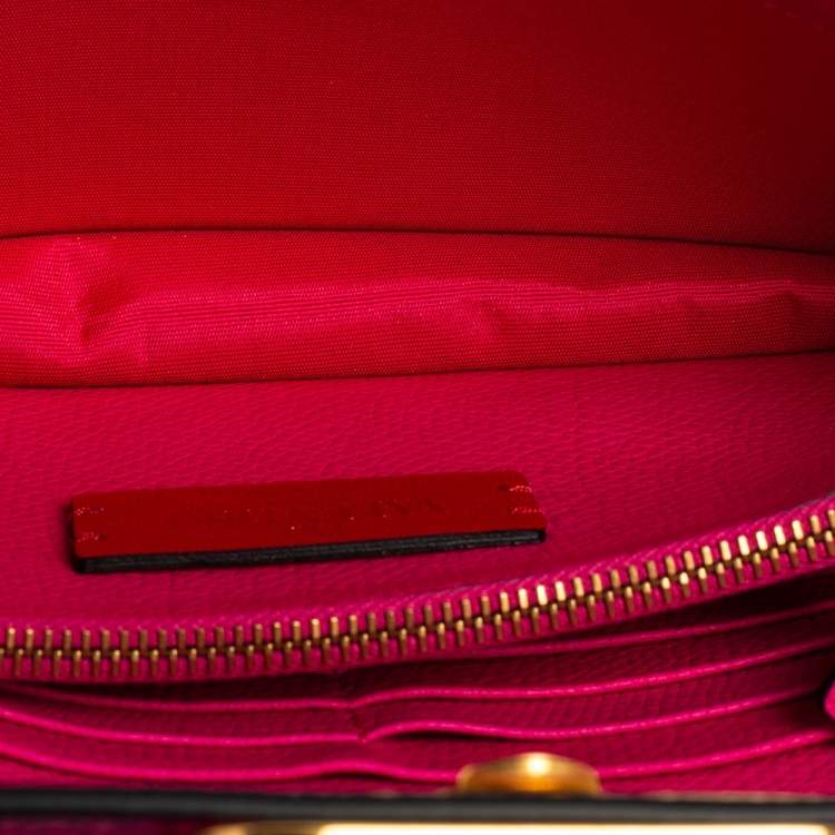 Pre Owned Valentino Hot Pink Leather VLogo Wallet on Chain