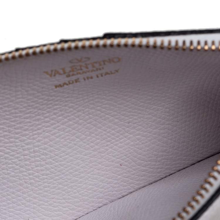 Pre Owned Valentino White Leather VLogo Signature Coin Purse/Card Holder