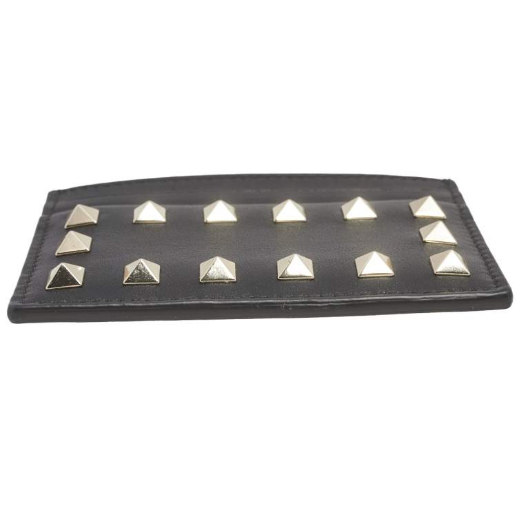 Pre Owned Valentino Black Leather Rockstud Card Holder